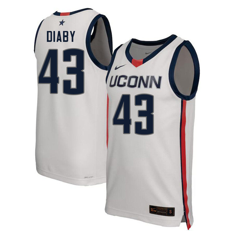 Uconn Huskies #43 Souleymane Diaby College Basketball Jersey Stitched-Alternater White